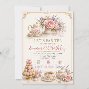 Elegante Pastel Bloemige Theepartij 21e Verjaardag Kaart