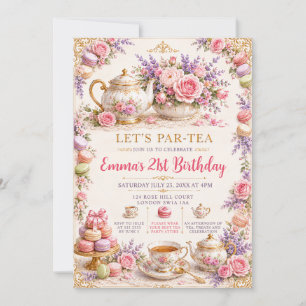 Elegante Pastel Bloemige Theepartij 21e Verjaardag Kaart