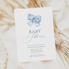 Elegante Pastel Blue Coquette Bow Baby shower Kaart