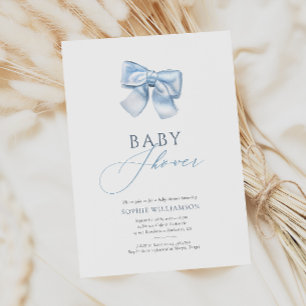 Elegante Pastel Blue Coquette Bow Baby shower Kaart