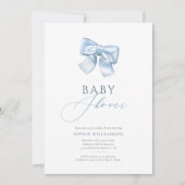 Elegante Pastel Blue Coquette Bow Baby shower Kaart (Voorkant)