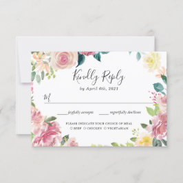 Elegante Pastel Blush Garden Floral Wedding RSVP