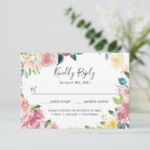 Elegante Pastel Blush Garden Floral Wedding RSVP (Staand voorkant)