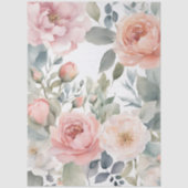 Elegante Pastel Blush Peony Waterverf Flowers Tissuepapier (Voorkant)