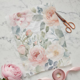 Elegante Pastel Blush Peony Waterverf Flowers Tissuepapier