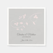 Elegante Pastel Blush Roze & Grijs (Grijs) Bruilof Servetten (Voorkant)