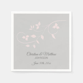 Elegante Pastel Blush Roze & Grijs (Grijs) Bruilof Servetten