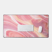 Elegante Pastel Blush Roze Meisje Monogram Marbly Bureaumat (Keyboard & Muis)
