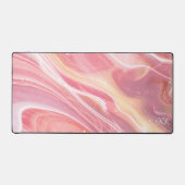 Elegante Pastel Blush Roze Meisje Monogram Marbly Bureaumat (Voorkant)