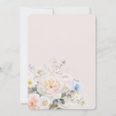 Elegante Pastel Blush Wit Blauw Bloemen Huwelijk Kaart (Achterkant)