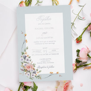 Elegante Pastel Boho Bloem Calligrafie Folie Uitnodiging
