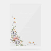 Elegante Pastel Boho Bloemenkalligrafie Welkom Acryl Bord (Voorkant)