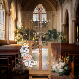 Elegante Pastel Boho Bloemenkalligrafie Welkom Acryl Bord