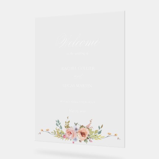 Elegante pastel Boho bloemkalligrafie Acryl Bord (Hoek)