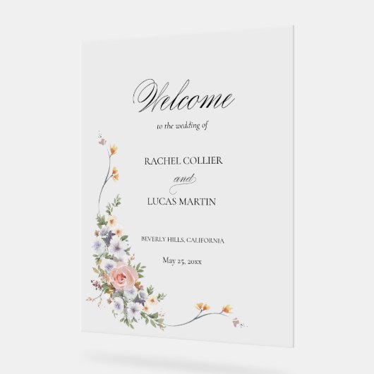 Elegante pastel Boho bloemkalligrafie Acryl Bord (Hoek)