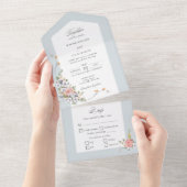 Elegante pastel Boho bloemkalligrafie All In One Uitnodiging (Afscheurbaar)