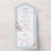 Elegante pastel Boho bloemkalligrafie All In One Uitnodiging (Binnen)