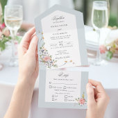 Elegante pastel Boho bloemkalligrafie All In One Uitnodiging