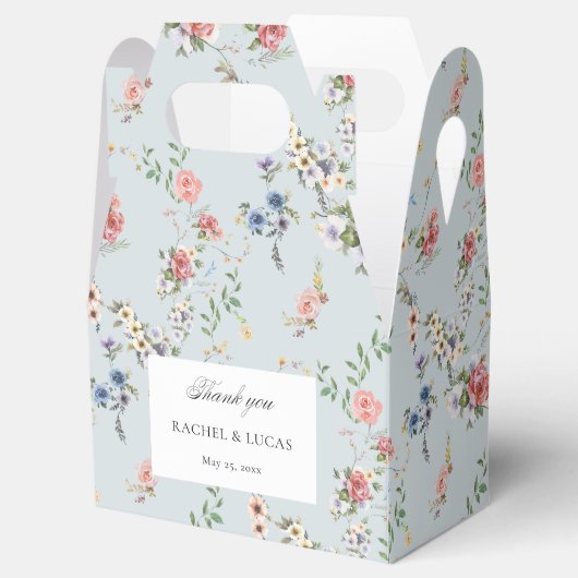 Elegante pastel Boho bloemkalligrafie Bedankdoosjes (Geopend)