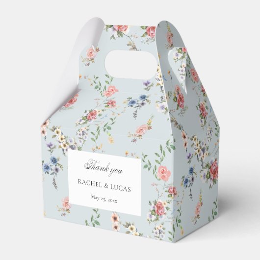 Elegante pastel Boho bloemkalligrafie Bedankdoosjes (Voorkant Zijde)