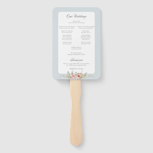 Elegante pastel Boho bloemkalligrafie Handwaaier (Achterkant)