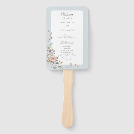 Elegante pastel Boho bloemkalligrafie Handwaaier (Voorkant)