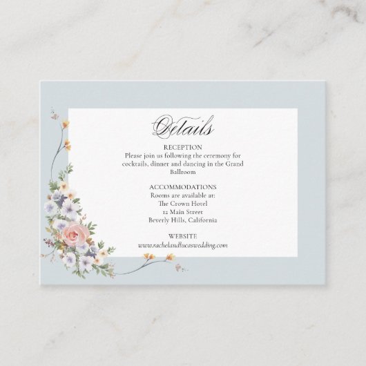 Elegante pastel Boho bloemkalligrafie Informatiekaartje (Voorkant)