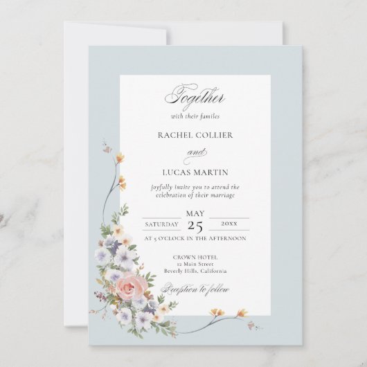 Elegante pastel Boho bloemkalligrafie Kaart (Voorkant)