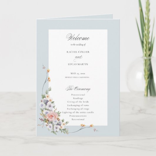 Elegante pastel Boho bloemkalligrafie Programma (Voorkant)