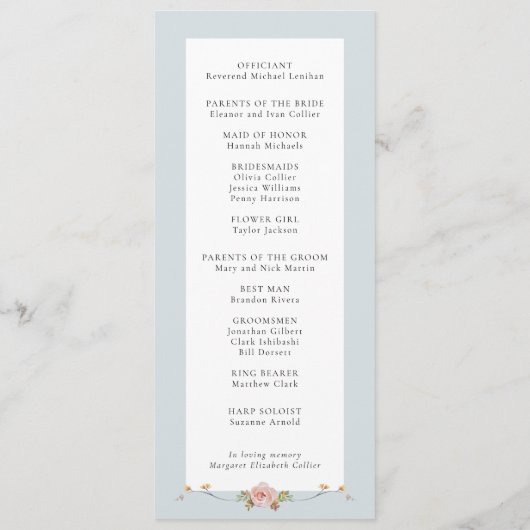 Elegante pastel Boho bloemkalligrafie Programmakaart (Achterkant)