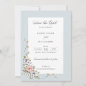 Elegante pastel Boho bloemkalligrafie Save The Date (Voorkant)