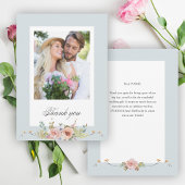 Elegante Pastel Boho Floral Kalligrafie/Foto Bedankkaart