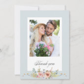 Elegante Pastel Boho Floral Kalligrafie/Foto Bedankkaart (Voorkant)