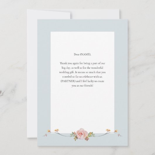 Elegante Pastel Boho Floral Kalligrafie/Foto Bedankkaart (Achterkant)