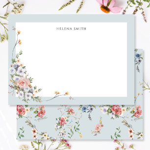 Elegante Pastel Boho Floral Notitiekaartje