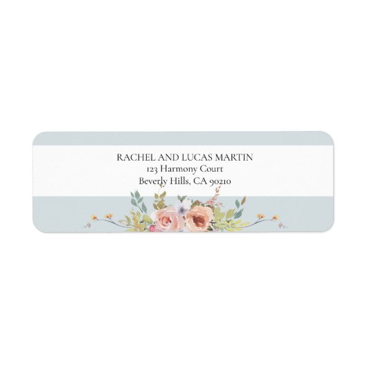 Elegante Pastel Boho Waterverf Bloemen Etiket (Voorkant)