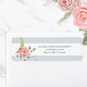 Elegante Pastel Boho Waterverf Bloemen Etiket