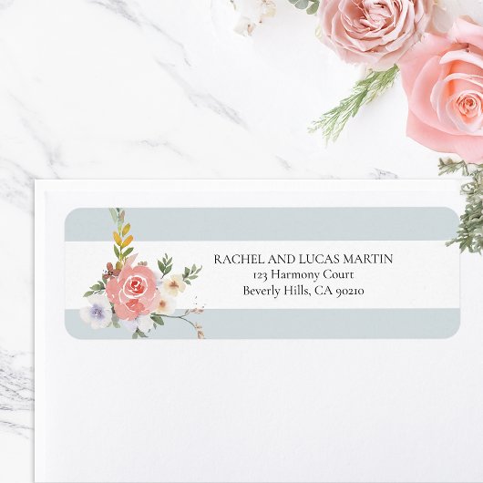 Elegante Pastel Boho Waterverf Bloemen Etiket