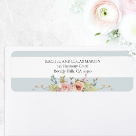 Elegante Pastel Boho Waterverf Bloemen Etiket