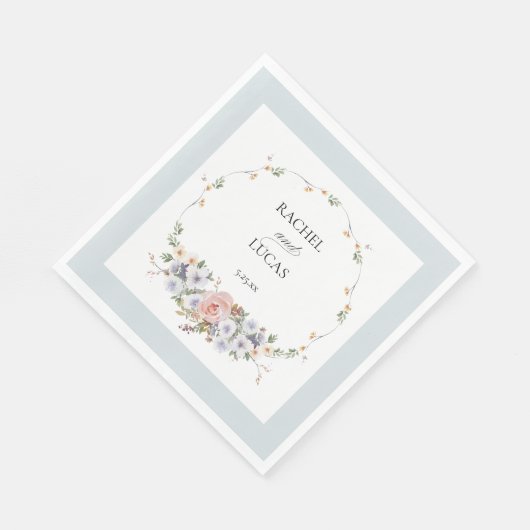 Elegante Pastel Boho Waterverf Bloemen Servet (Hoek)