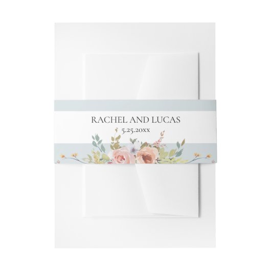 Elegante Pastel Boho Waterverf Bloemen Uitnodigingen Wikkel (Voorkant Voorbeeld)