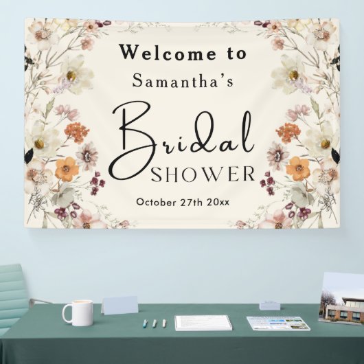 Elegante Pastel Boho Wilde Bloem Moderne Bruidsuit Spandoek (Beurs)