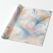 Elegante Pastel Botanische Waterverf Cadeaupapier (Uitgerold)