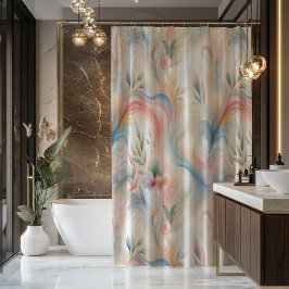 Elegante Pastel Botanische Waterverf Douchegordijn