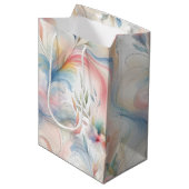 Elegante Pastel Botanische Waterverf Medium Cadeauzakje (Voorkant Gekanteld)