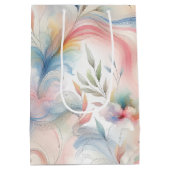 Elegante Pastel Botanische Waterverf Medium Cadeauzakje (Achterkant)