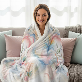 Elegante Pastel Botanische Waterverf Sherpa Deken