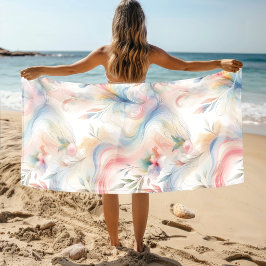 Elegante Pastel Botanische Waterverf Strandlaken