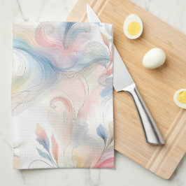 Elegante Pastel Botanische Waterverf Theedoek