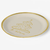 Elegante Pastel Botten Beige Gouden Kerstboom Papieren Bordje (Gekanteld)